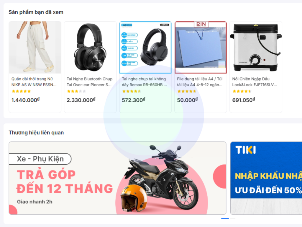 Sản phẩm bạn đã xem tính năng của website bán hàng On Conversion